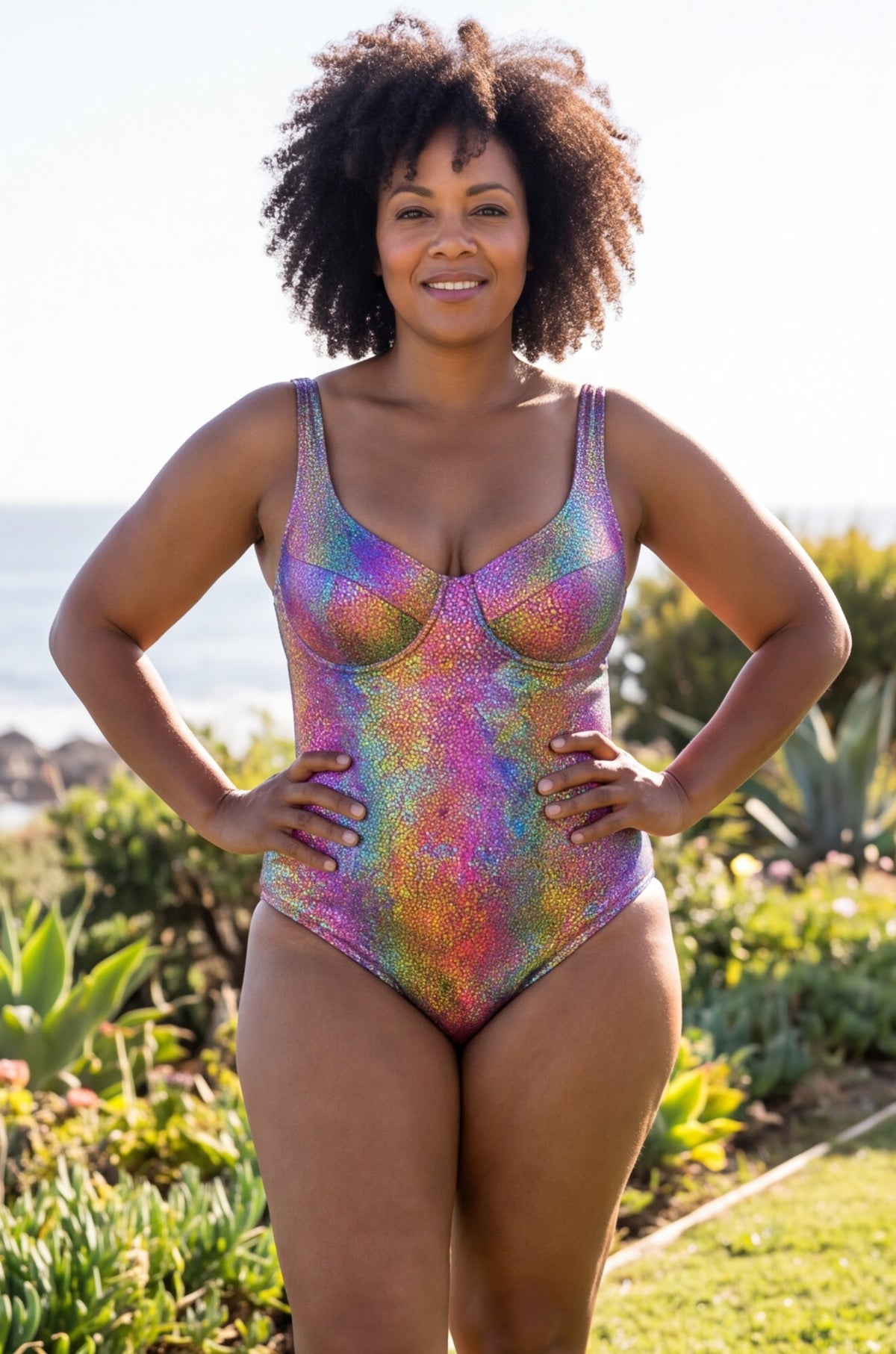 Tie-Dye Hologram Underwire Scoop One-Piece