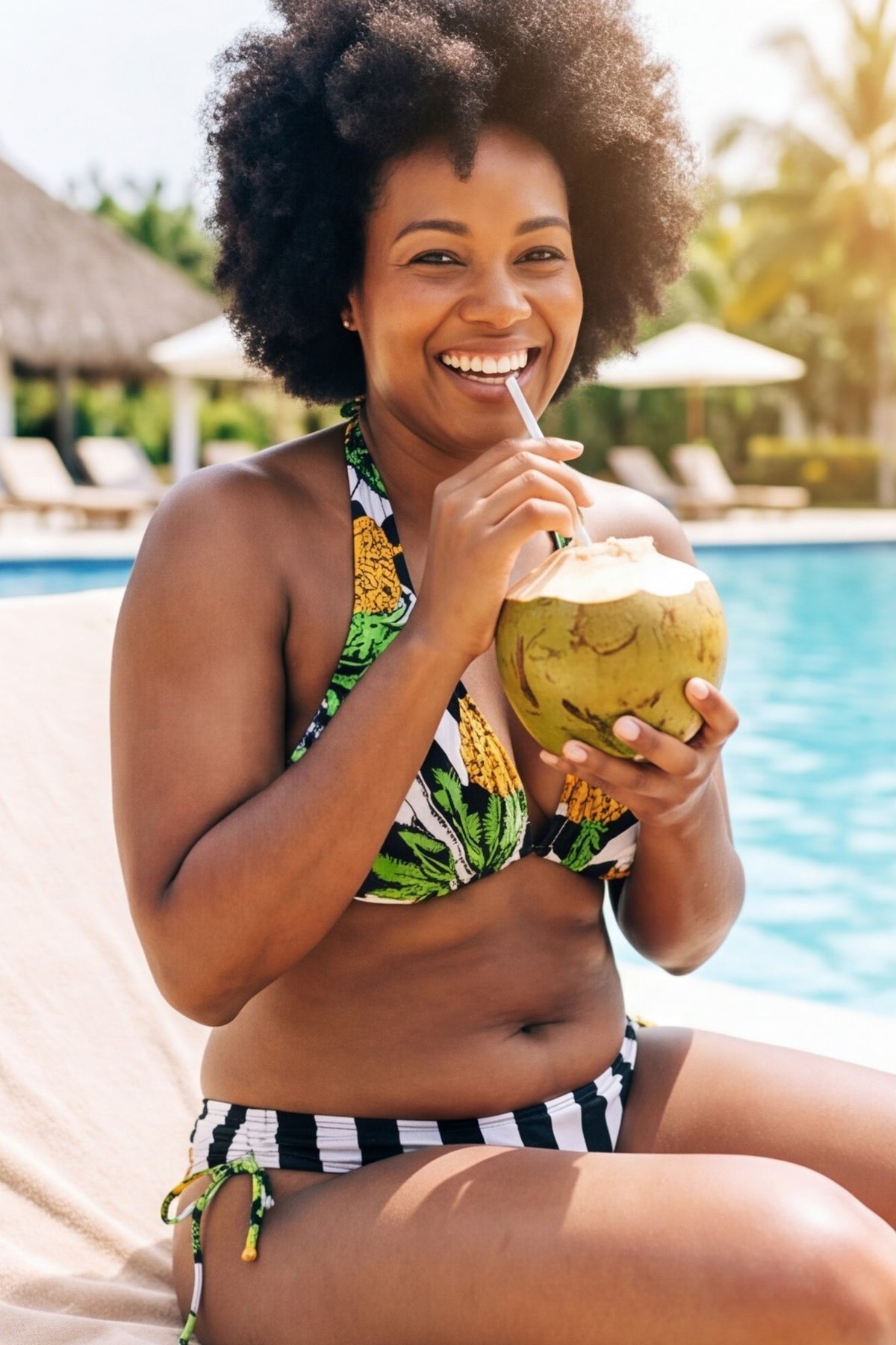 Pineapple Paradise Stripe Bikini 2-Piece (M)
