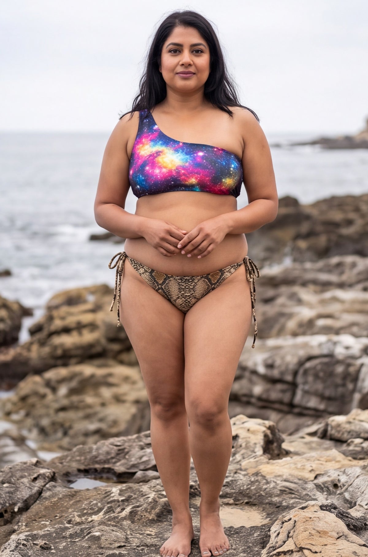 Galaxy and Brown Gold Snake Bikini