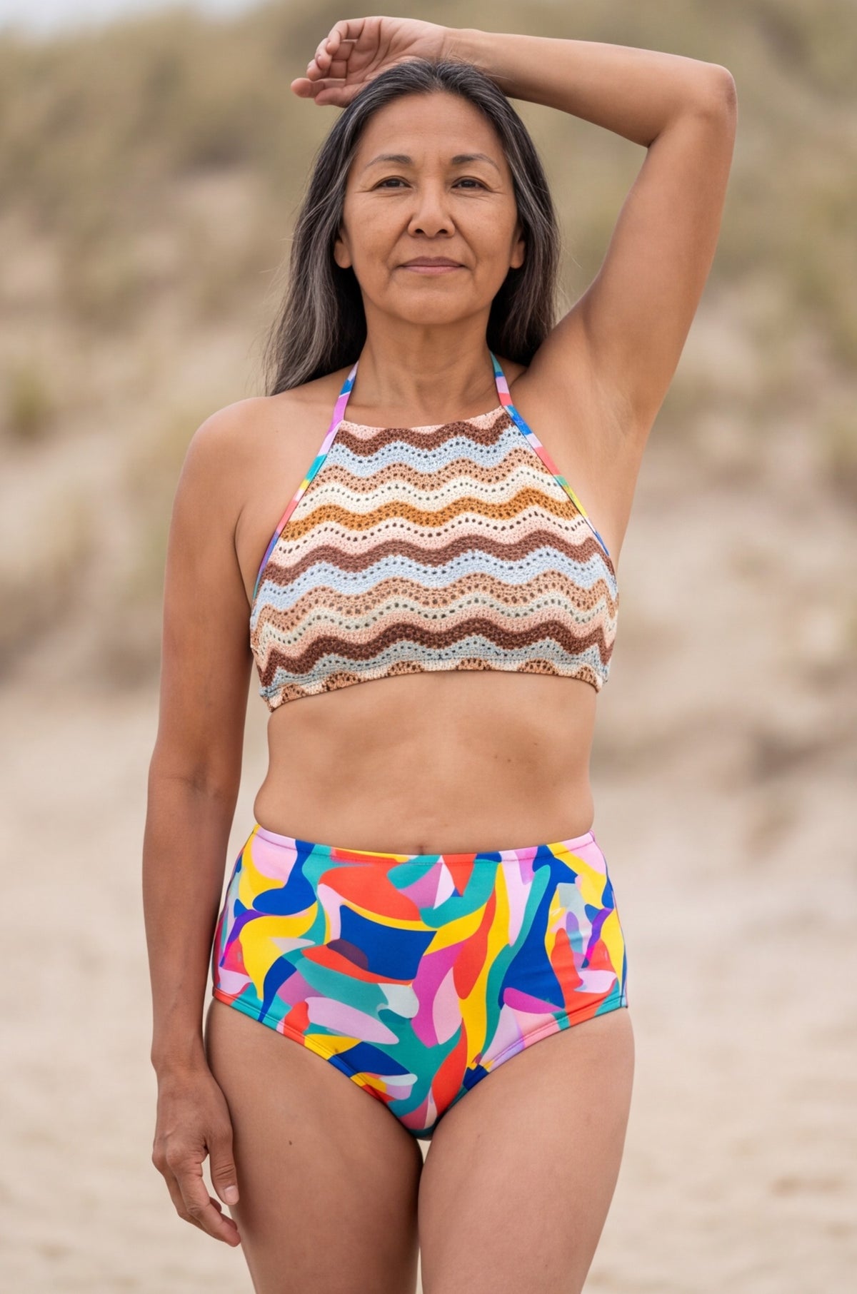 Crochet and Dot Halter Bikini
