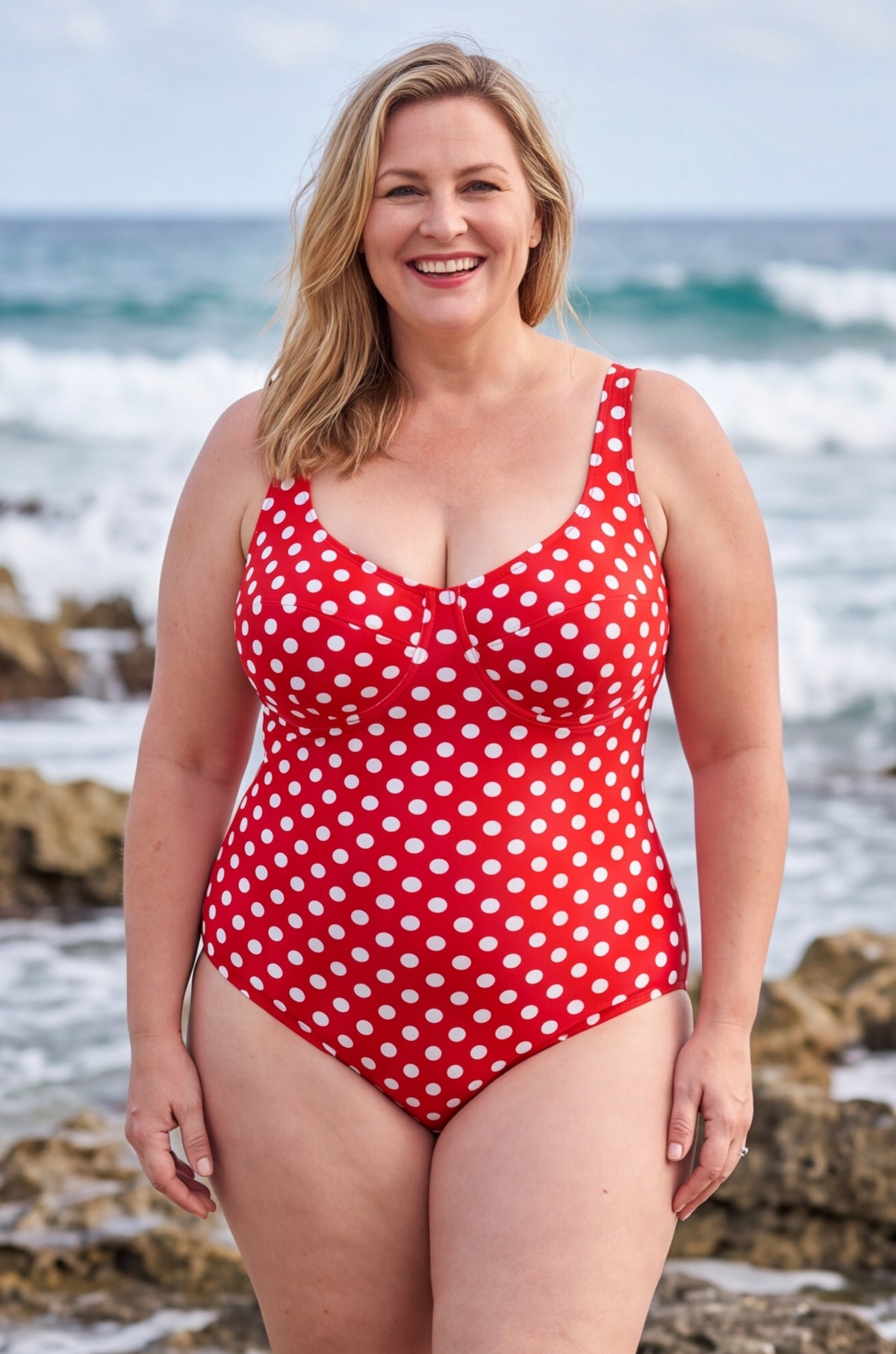 White Dots Scoop One-Piece