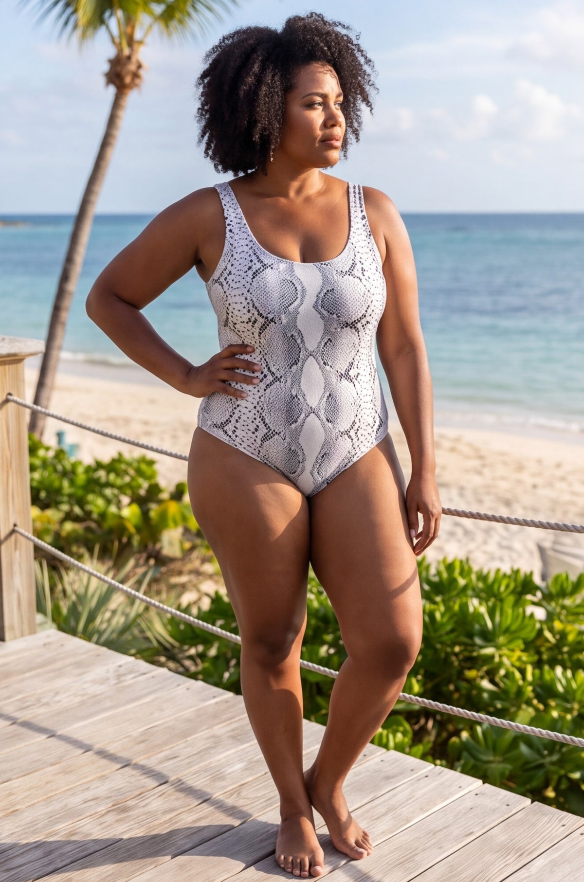 Reversible Orange Peony Scoop One-Piece