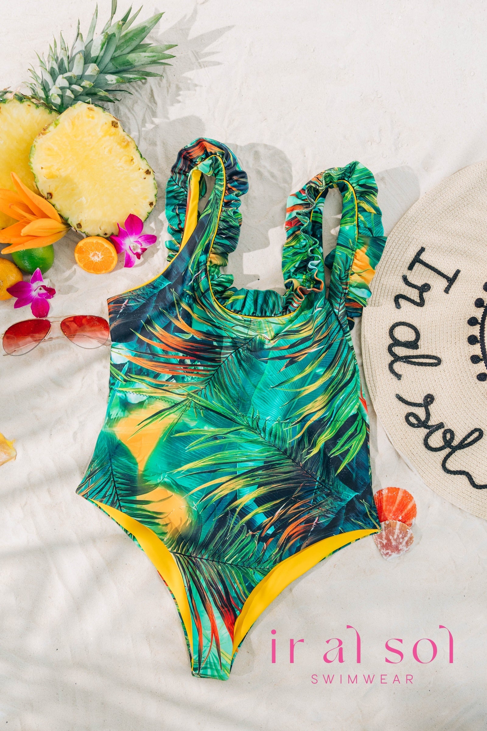 Colombian Carmen Tropical Sunshine One-Piece Open Back 1-Piece (L)