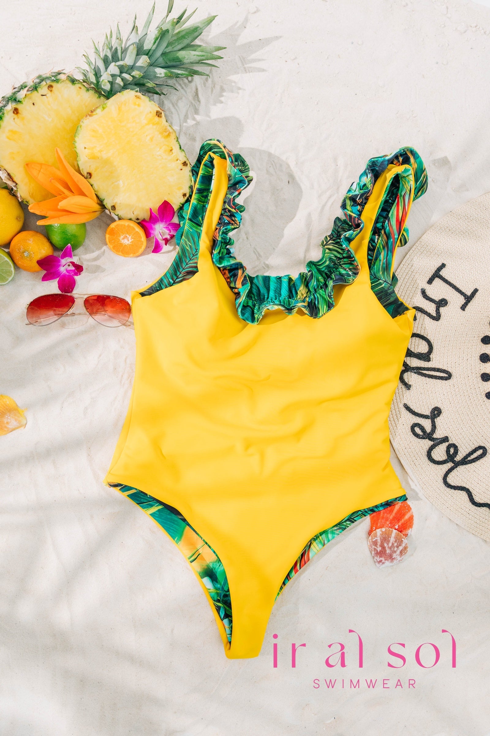 Colombian Carmen Tropical Sunshine One-Piece Open Back 1-Piece (L)