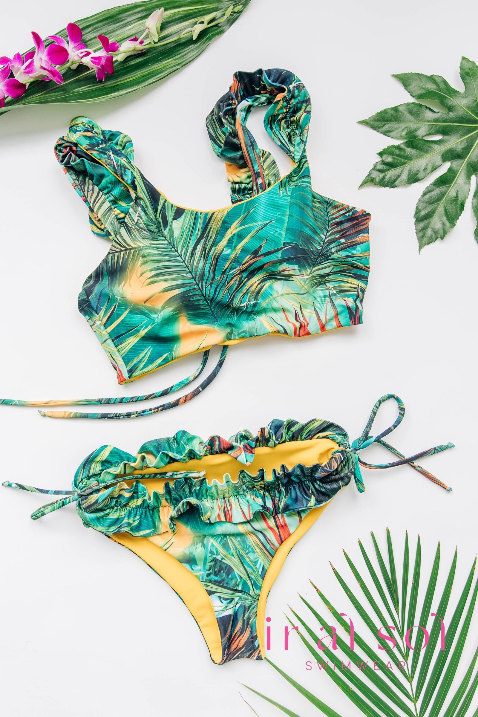 Colombian Carmen Tropical Side Tie-Detail Two Piece 2-Piece (L)