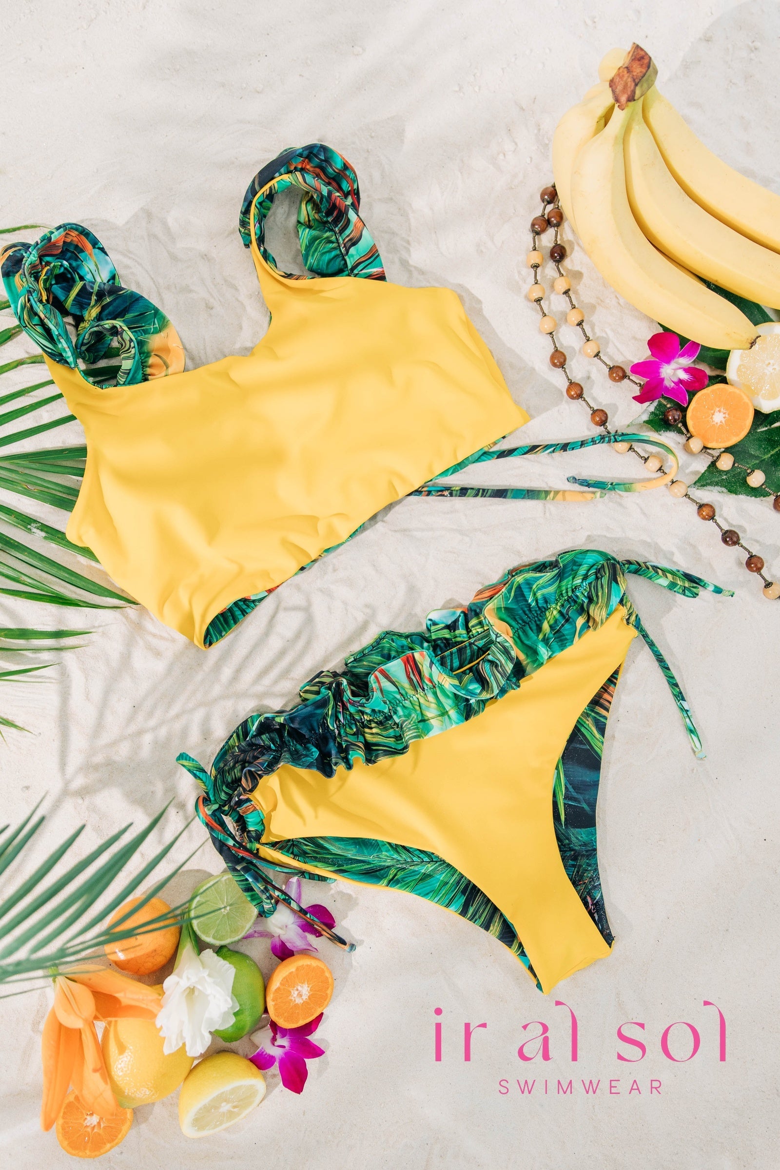 Colombian Carmen Tropical Side Tie-Detail Two Piece 2-Piece (L)