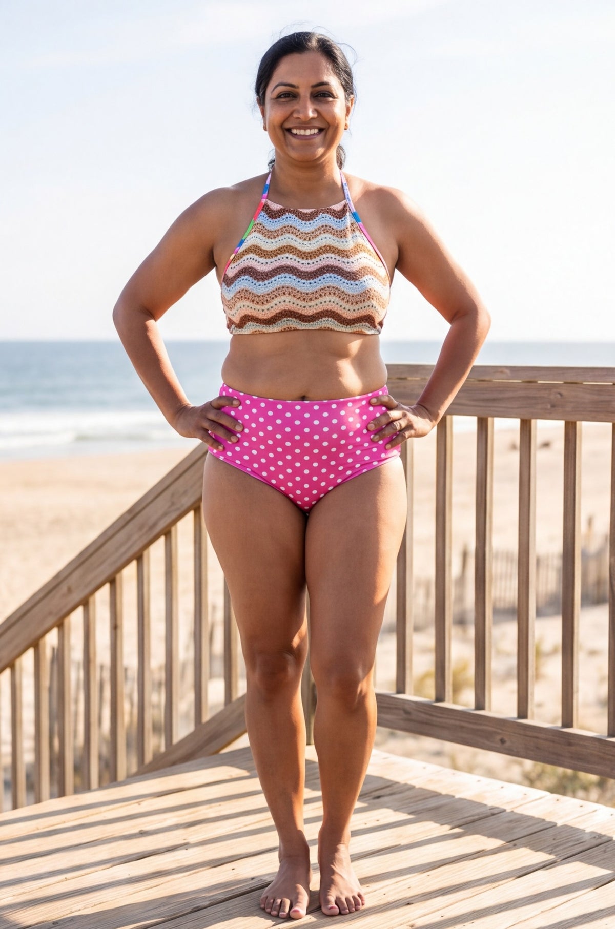 Crochet and Dot Halter Bikini