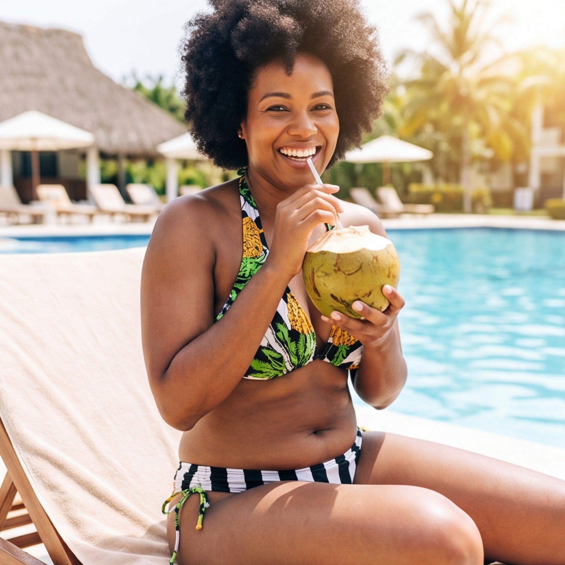 Pineapple Paradise Stripe Bikini 2-Piece (M)