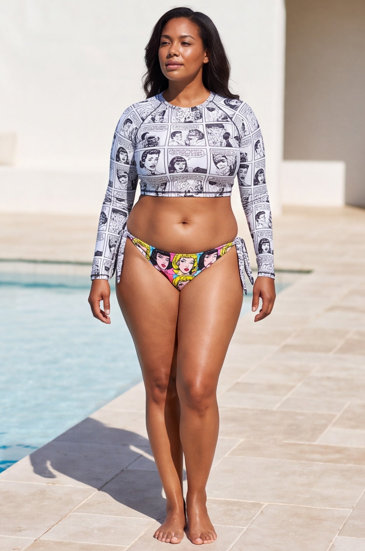 Reversible Pop Art Three-Piece Bikini