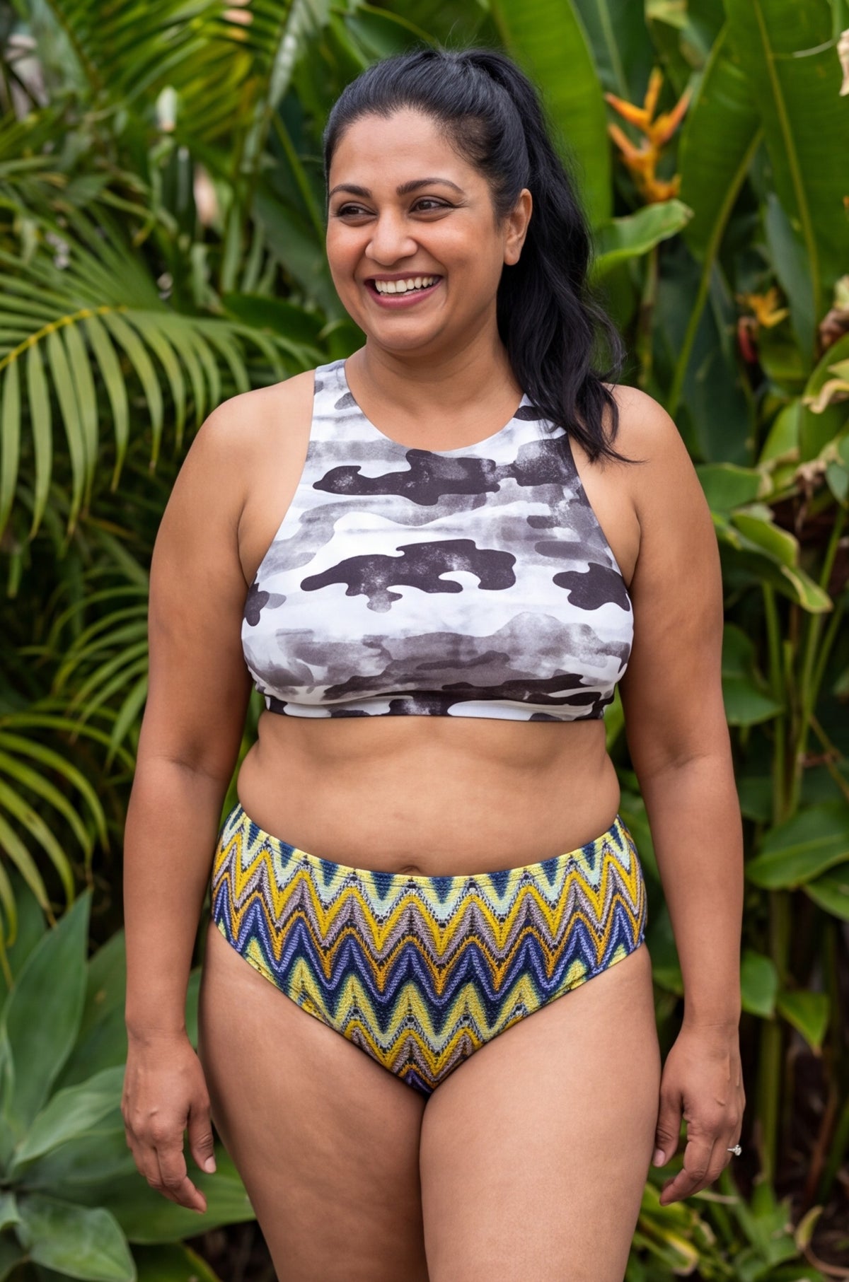 Camouflage and Crochet Full Bikini