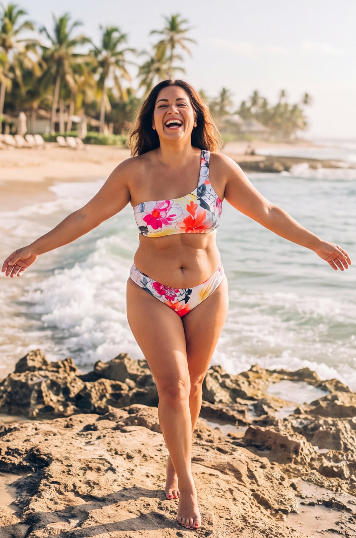 Floral Watercolor Asymmetry 2-Piece Bikini (SM)