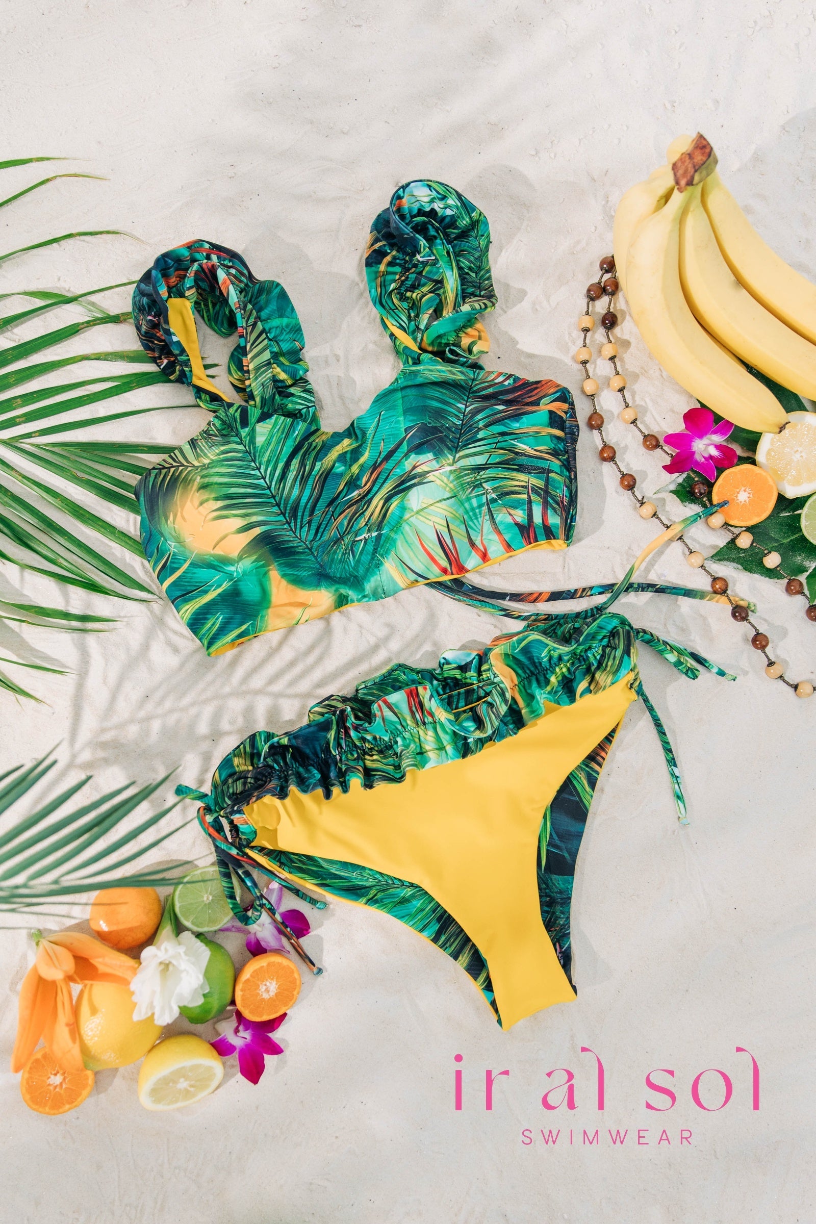 Colombian Carmen Tropical Side Tie-Detail Two Piece 2-Piece (L)