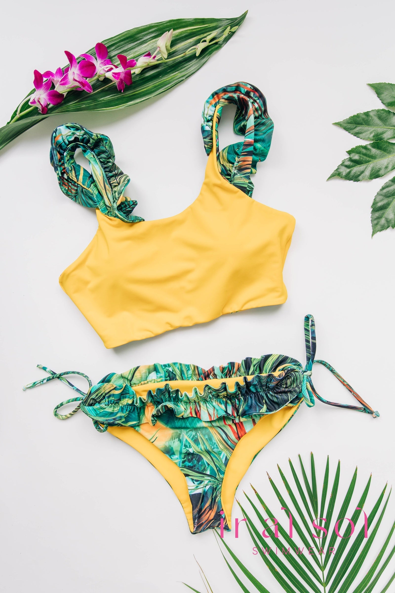 Colombian Carmen Tropical Side Tie-Detail Two Piece 2-Piece (L)