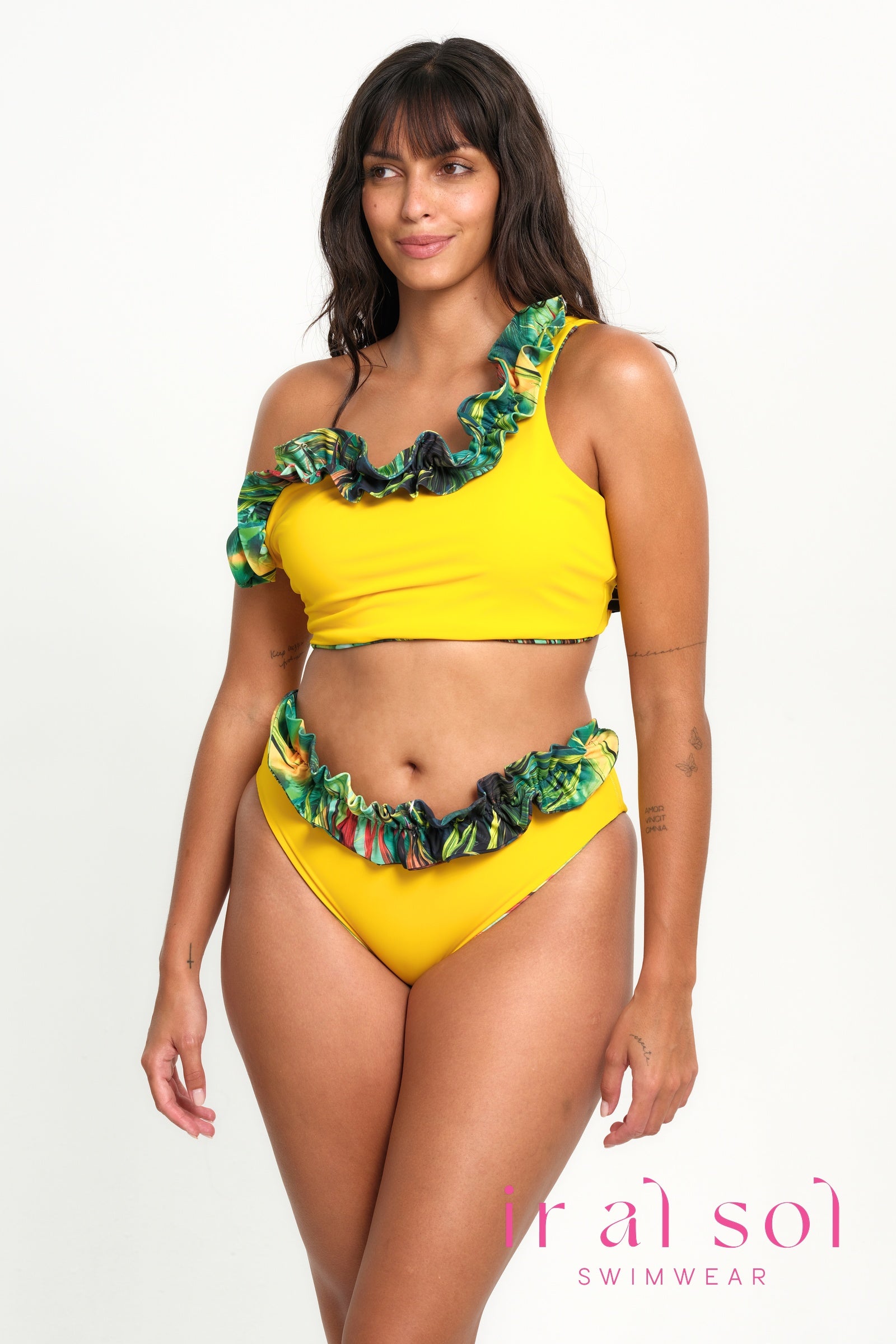 Carmen Tropical Front Ruche Asymmetrical Top Two-Piece 2-Piece