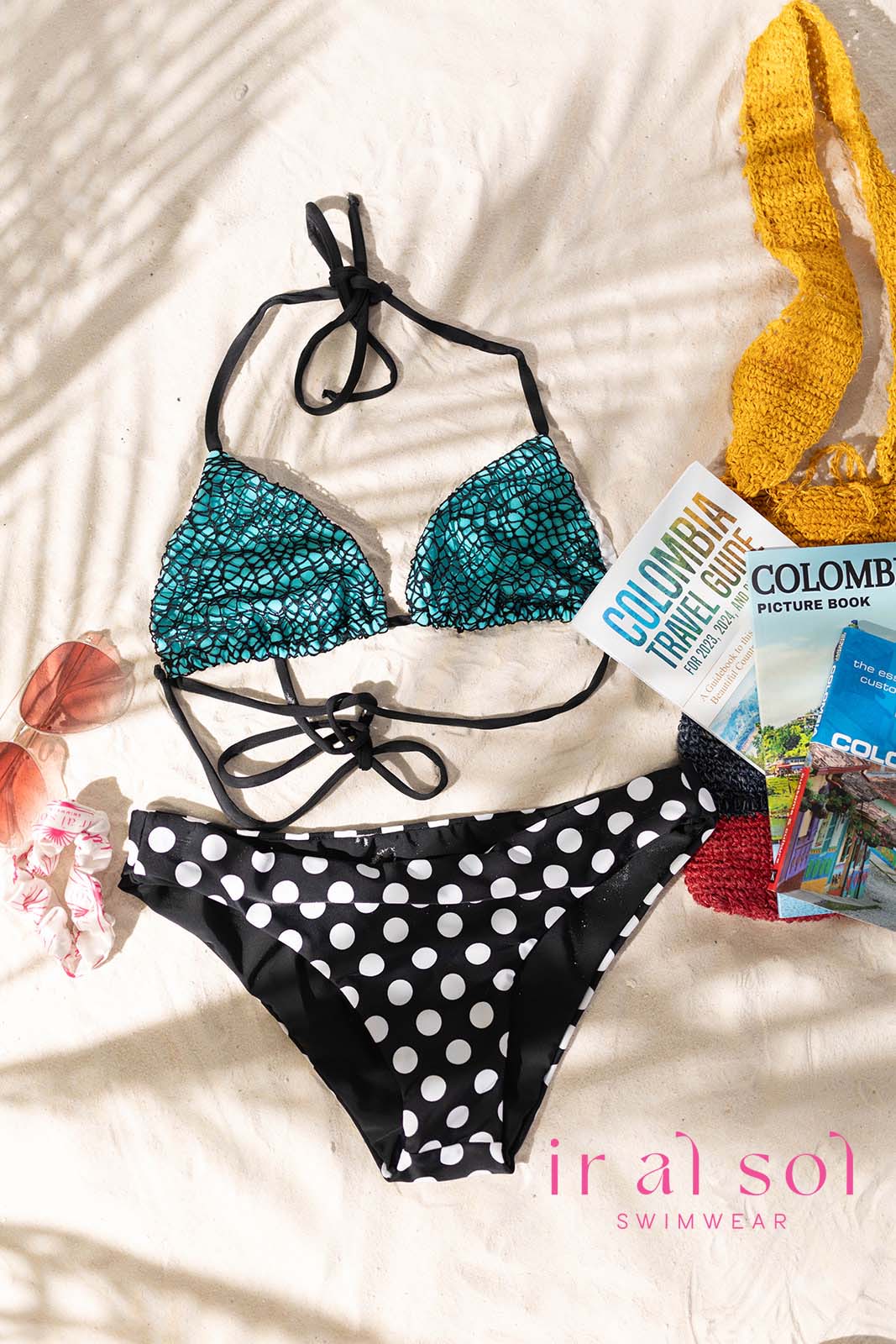 Colombian Aqua Web Polka Dot Bikini 2-Piece (M)