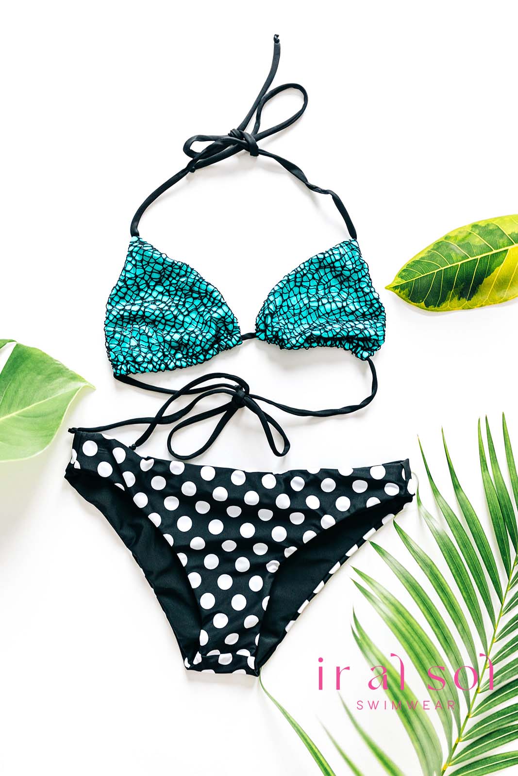 Colombian Aqua Web Polka Dot Bikini 2-Piece (M)