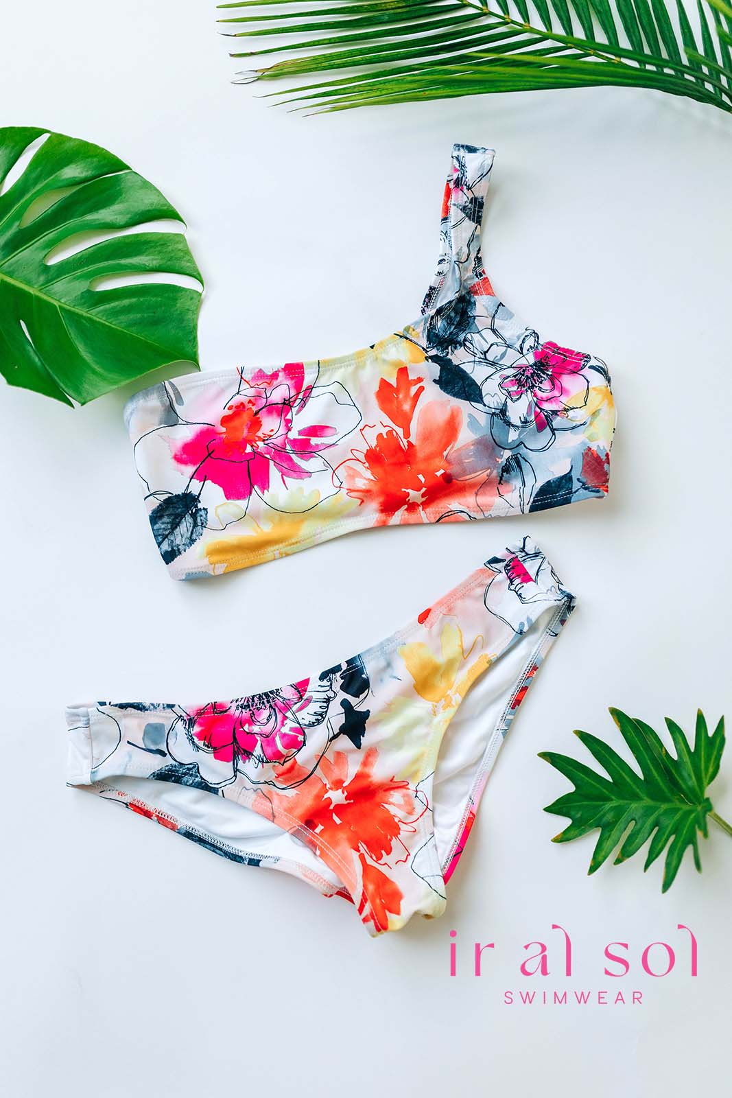 Colombian Floral Watercolor Asymmetry 2-Piece Bikini (SM)