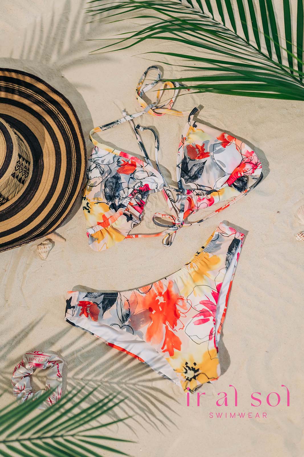 Colombian Floral Watercolor Triangle Top 2-Piece Bikini (M)