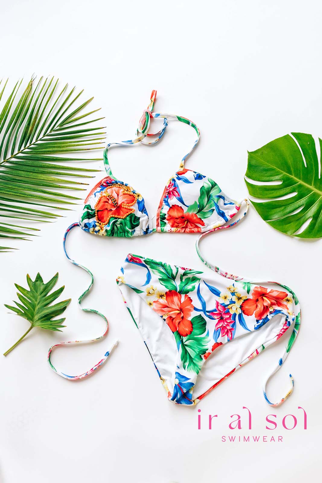 Colombian Tropical Hibiscus Bloom on White 2-Piece Bikini (SM)